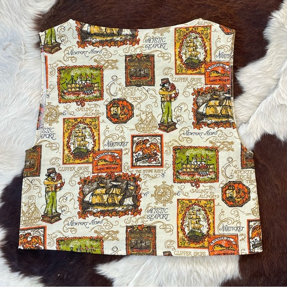 Handmade vintage fabric stamp traveler top - Picture 2 of 3